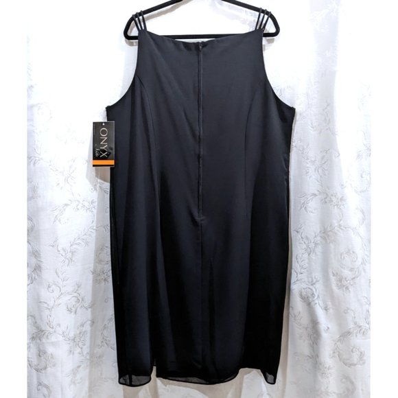 Sequin Embroidered Vintage 90s Square Neck Little Black Dress 24 Party Prom Glam - Picture 5 of 7